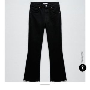Zara Black Flare Cropped Jeans
